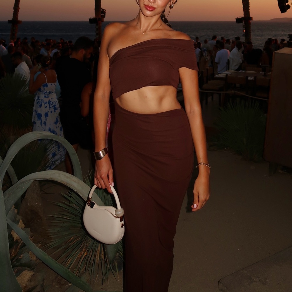 Brown Off-Shoulder Dress